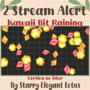 2 Kawaii Yellow Orange Gem Bit Raining Stream Alert, Spadająca Magiczna Bit Eksplozja Twitch Nakładka Dekoracja Streaming OBS Streamlabs Vtuber