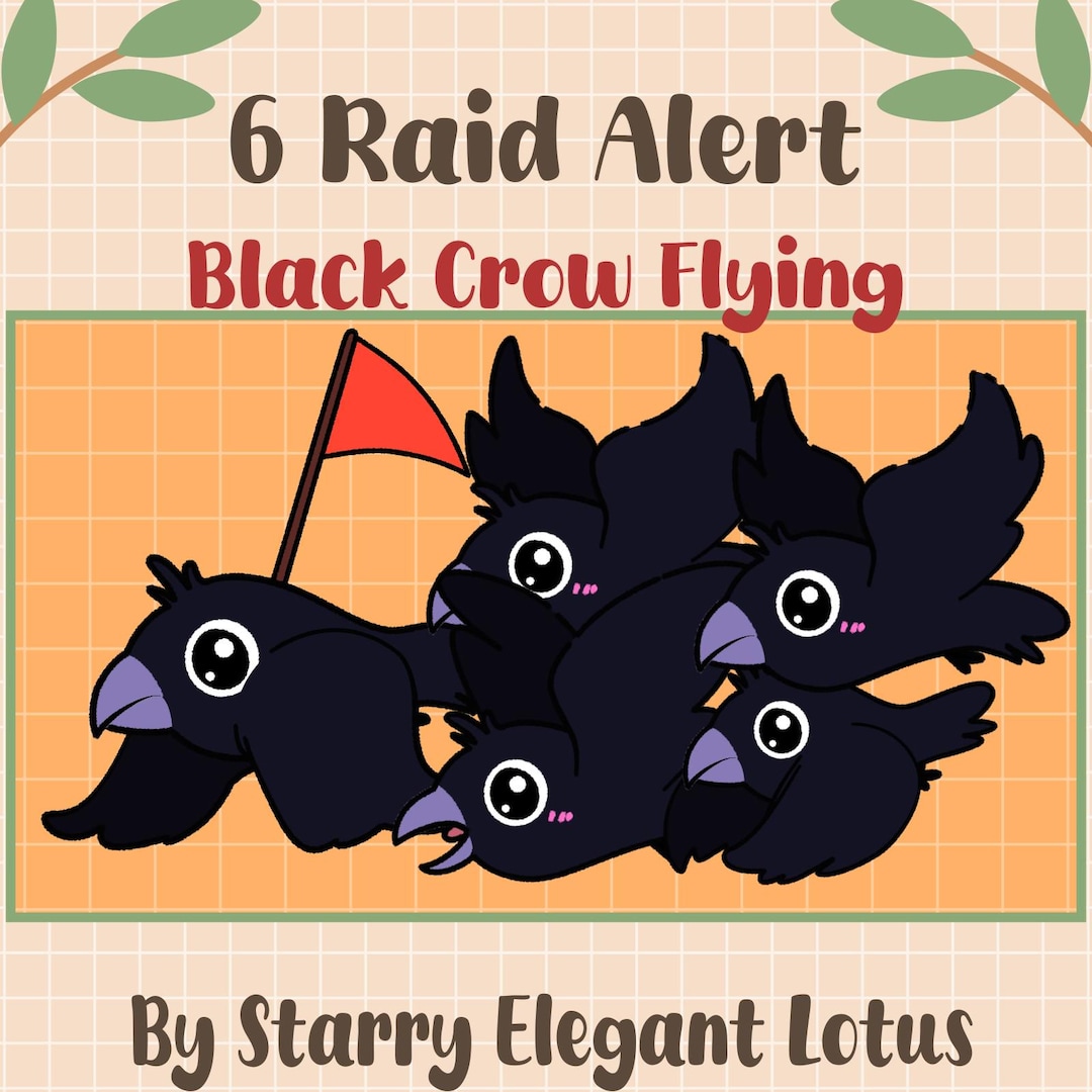 6 Black Crow Flying Twitch Raid Alerts Pack, Bird Pet Stream Raid Alert ...