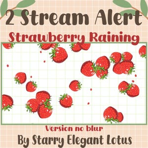 2 Red Strawberry Falling Stream Alert, Fruit Farm Twitch Overlay, Cottagecore Garden Decoration OBS Vtuber Donation Subs Tip Cheer Follower