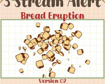 Alerta de erupção de pão kawaii na transmissão ao vivo, torradas caindo, chefs, cozinheiro, overlay de padaria para Twitch, decoração de comida, streaming com OBS, Streamlabs, Vtuber