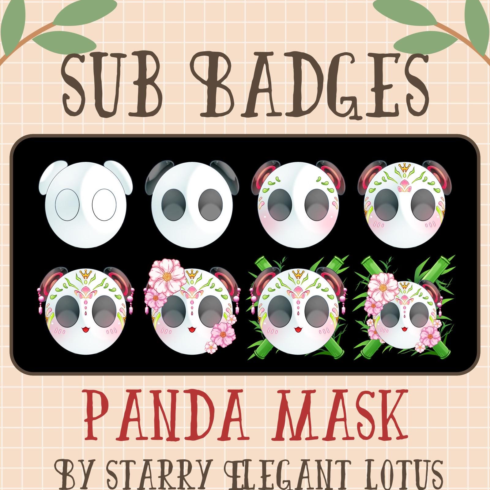 Cute Panda Mask Twitch Sub Bit Badges for Streamer Discord, Evolution ...