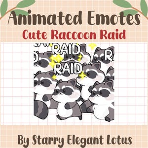 Emote animate di raid di procioni su Twitch, raid di streaming con procioni in corsa, overlay di Twitch con procioni, avvisi di raid, Discord, Youtube, Gif, Kick, Mixer, Tiktok