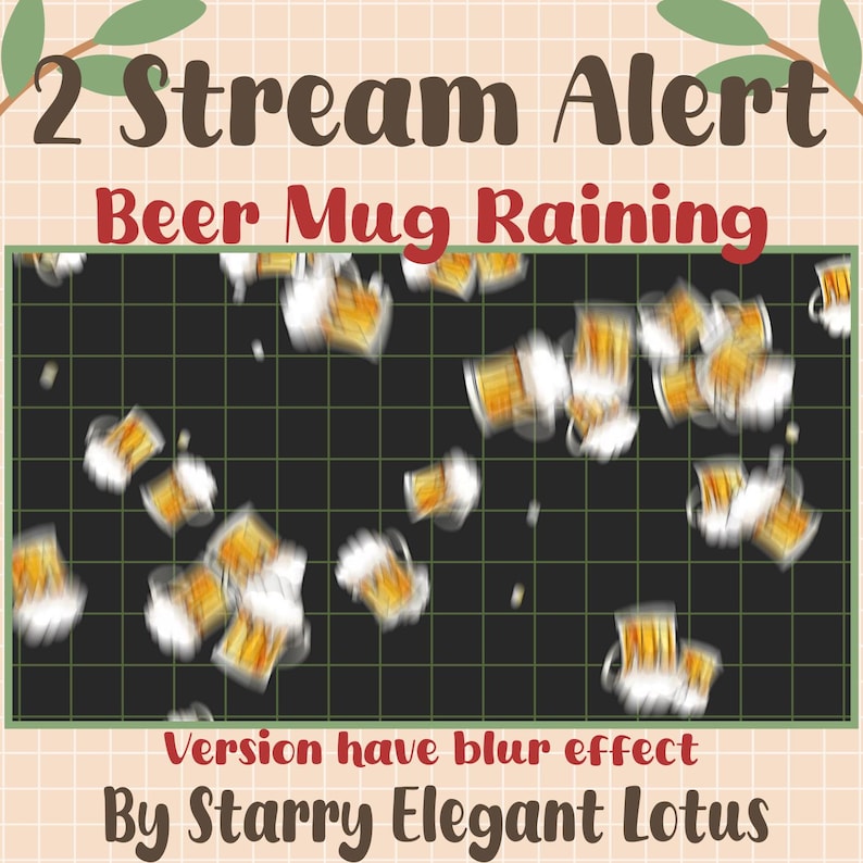 Animated Kawaii Beer Mug Raining Stream Alert, Cute Cartoon Falling ...