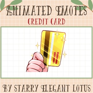Emote animate per carte di credito, Emote per lo streaming con scorrimento della carta premium, Badge Money Sub Bit su Twitch, Channel Point Discord su YouTube Kick Mixer, TikTok
