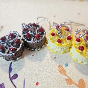 Cake Earrings for Cute Outfits Cute Earrings Food Jewelry Food Earrings Whimsical Earrings Cake Dangles Dessert Earrings