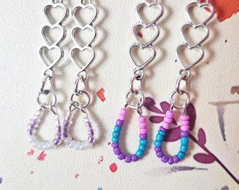 Bi Pride Heart Earrings: LGBTQ Beaded Jewelry