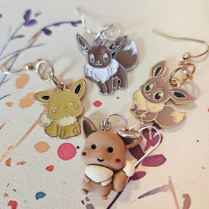 Eevee Earrings for Anime Monster Cosplay Earrings Eevee Jewelry for Nerds Eeveelution Normal Type Anime Monster