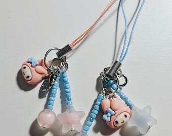 My Melody Phone Charms with Beaded Details and Lanyard