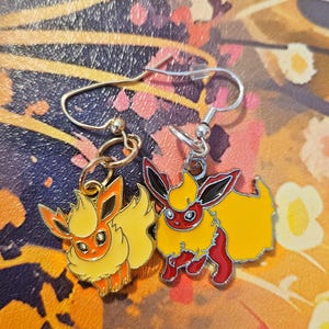Flareon Earrings for Anime Monster Cosplay Earrings Eevee Jewelry for Nerds Eeveelution Flareon Fire Type Anime Monster
