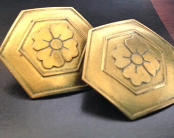 Vintage 1970s Bohemian Brass Flower- Vintage Earrings