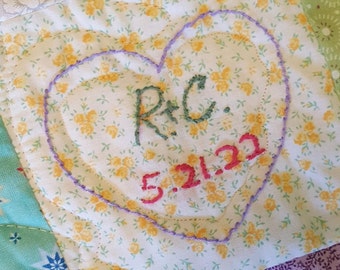 Hand Embroidered Personalized quilt patch