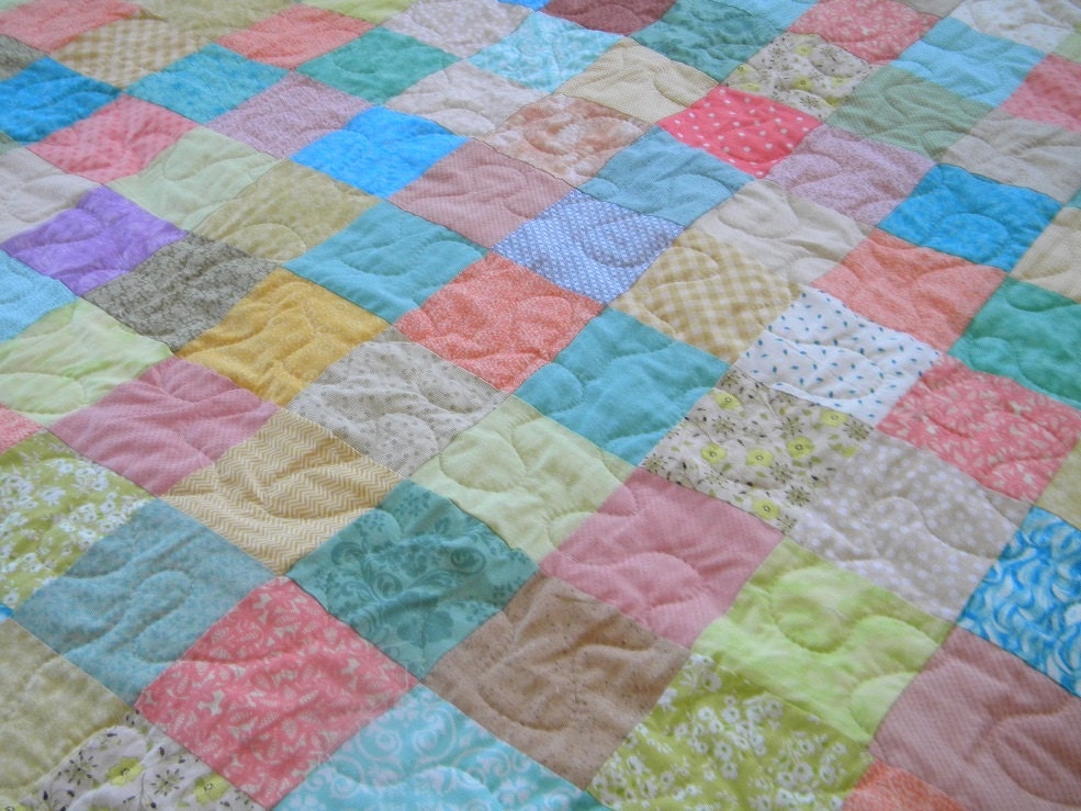 Patchwork Quilt, Full Size 81 X 81, Traditional, Scrappy Oldfashioned
