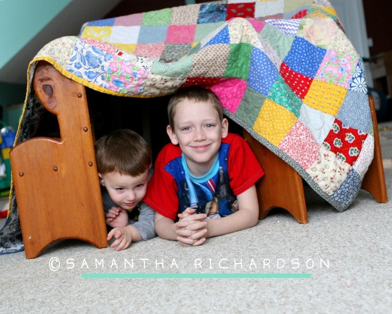 COT size cotton bedding child/'s quilt retro 41X81 vintage look Patchwork Quilt cotton blanket