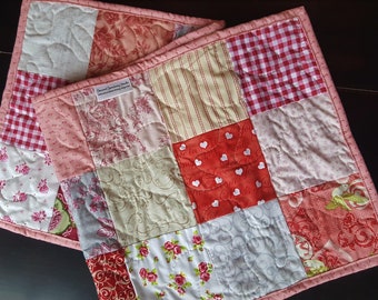 Valentine's Patchwork Table Runner: Floral Cotton Quilted Topper