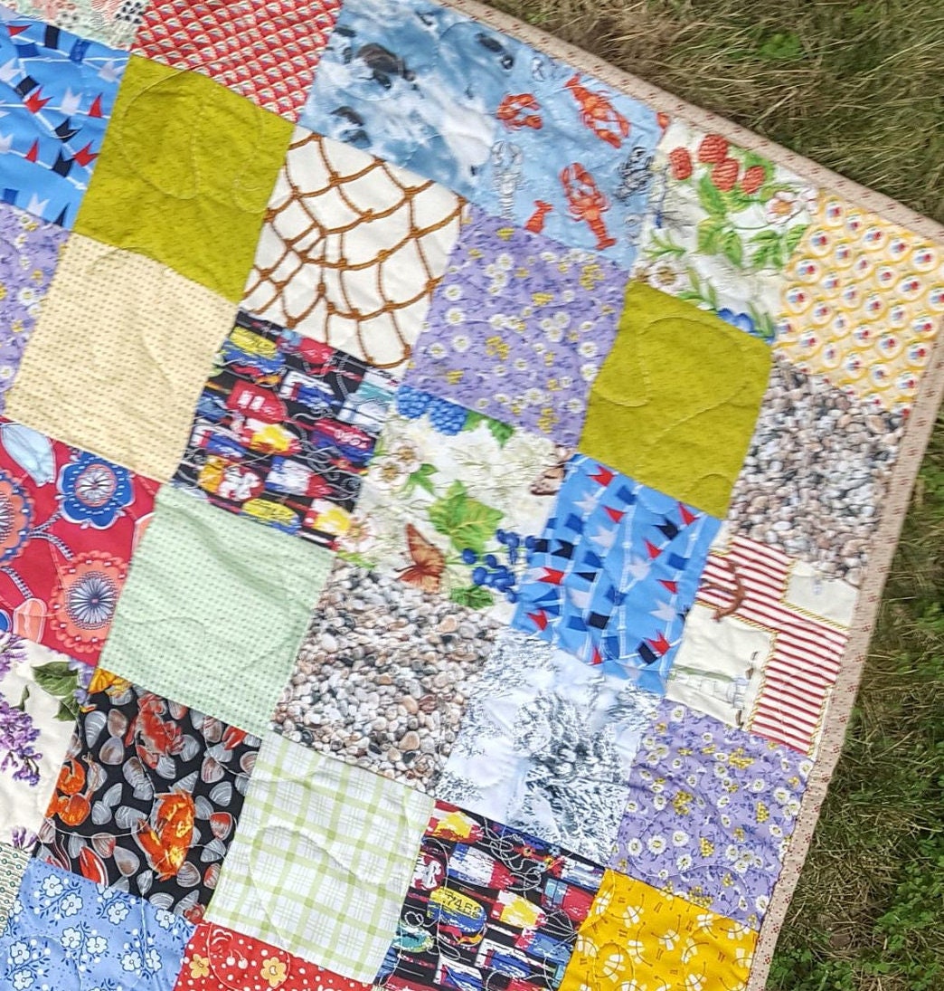 READY TO SHIP Child's Quilt Nap Quilt Car Quilt Images of Maine Maine