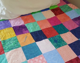 Edredón Llama Llama: Manta de patchwork de algodón hecha a mano (54 x 81)