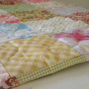 Shabby Chic Quilt, Patchwork Quilt, Cottage Chic, Soft Floral bed qult, Picnic/Double/Full 81 X 81 All Cotton Blanket image 1