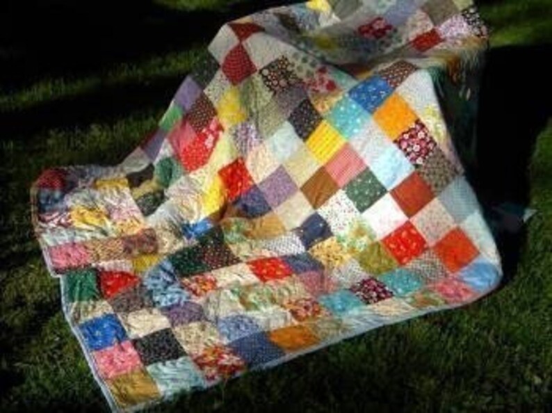 COT size cotton bedding child/'s quilt retro 41X81 vintage look Patchwork Quilt cotton blanket