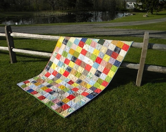 quilts, Classic Americana Patchwork, lap size, 54X81, Free US Shipping, photography prop, retro vintage look, cotton, wedding gift