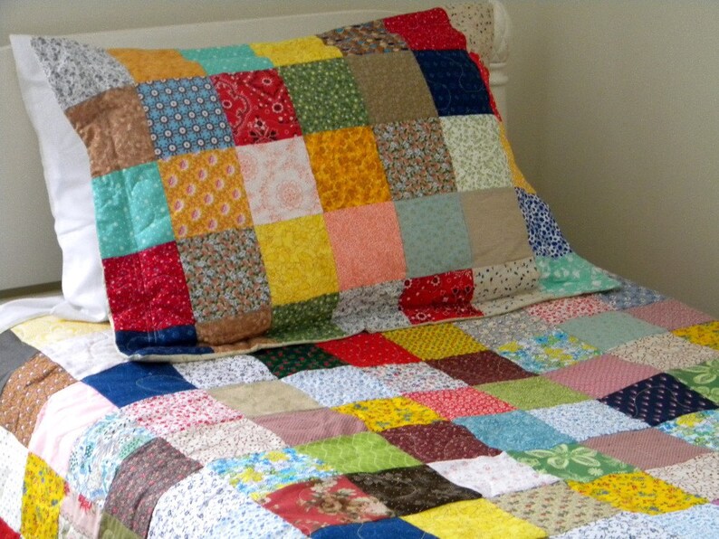 Patchwork Quilt XL twin size 67.5 X 99 cotton Etsy