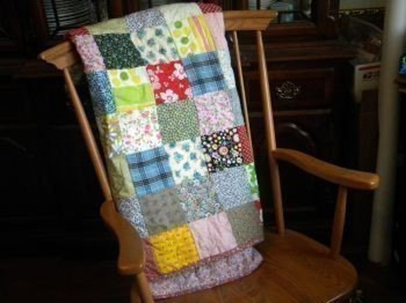 COT size cotton bedding child/'s quilt retro 41X81 vintage look Patchwork Quilt cotton blanket