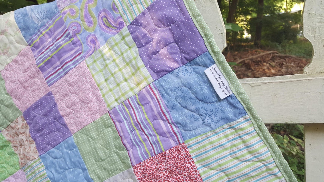 Cradle Quilt Baby Quilt All Cotton Pastels Sage Green Etsy