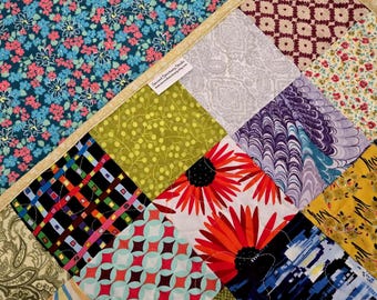 Colorful Patchwork Toddler Quilt: All Cotton Baby Blanket (27 X 40 inches)