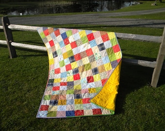 Classic Americana Patchwork Quilt--lap size--54X81--cotton patchwork quilt, cotton blanket, retro patchwork quilt