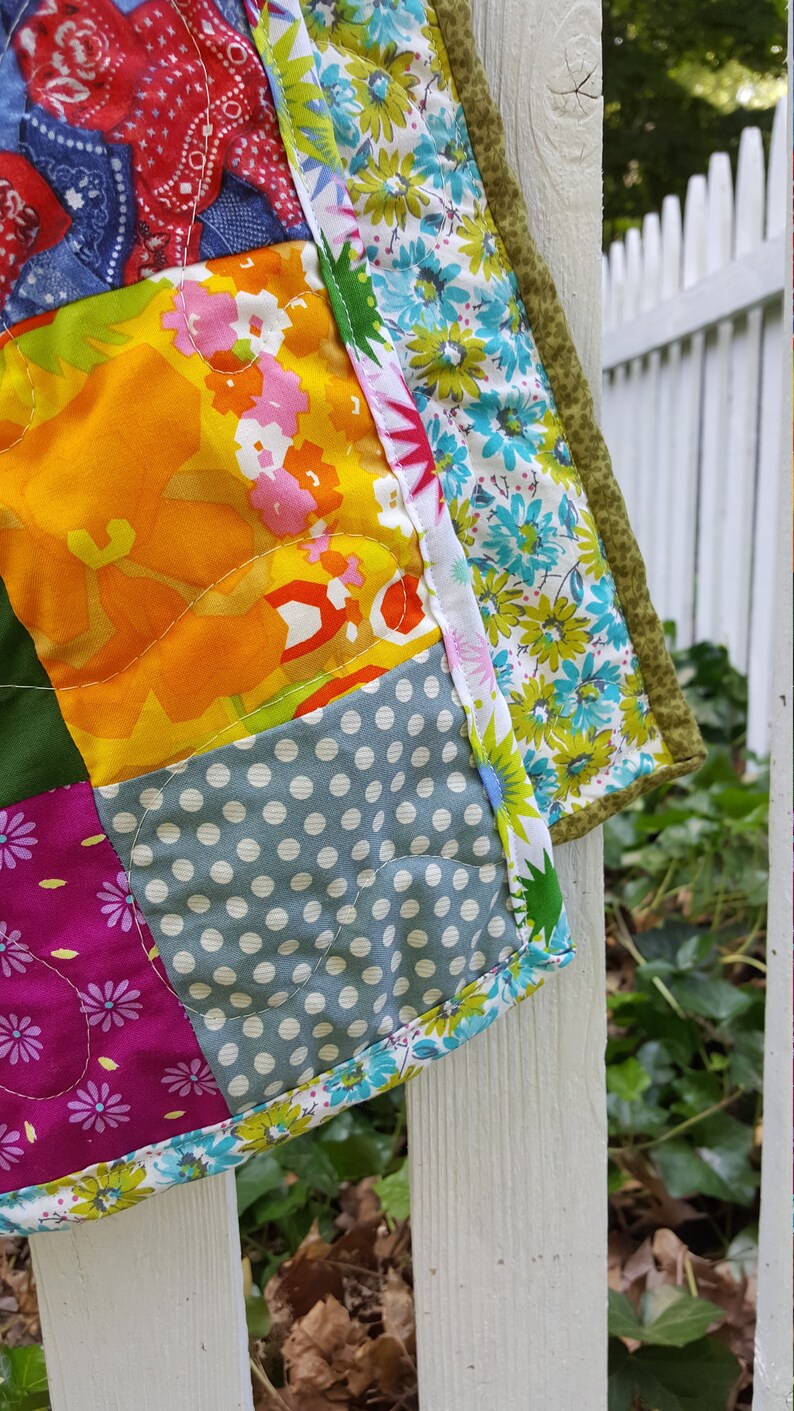 Homemade Quilt Bright Funky Cotton Bedding 81X81 Custom Etsy