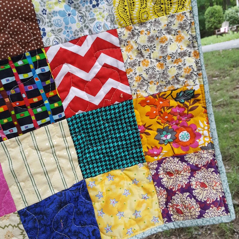Homemade Quilt Bright Funky Cotton Bedding 81X81 Custom Etsy