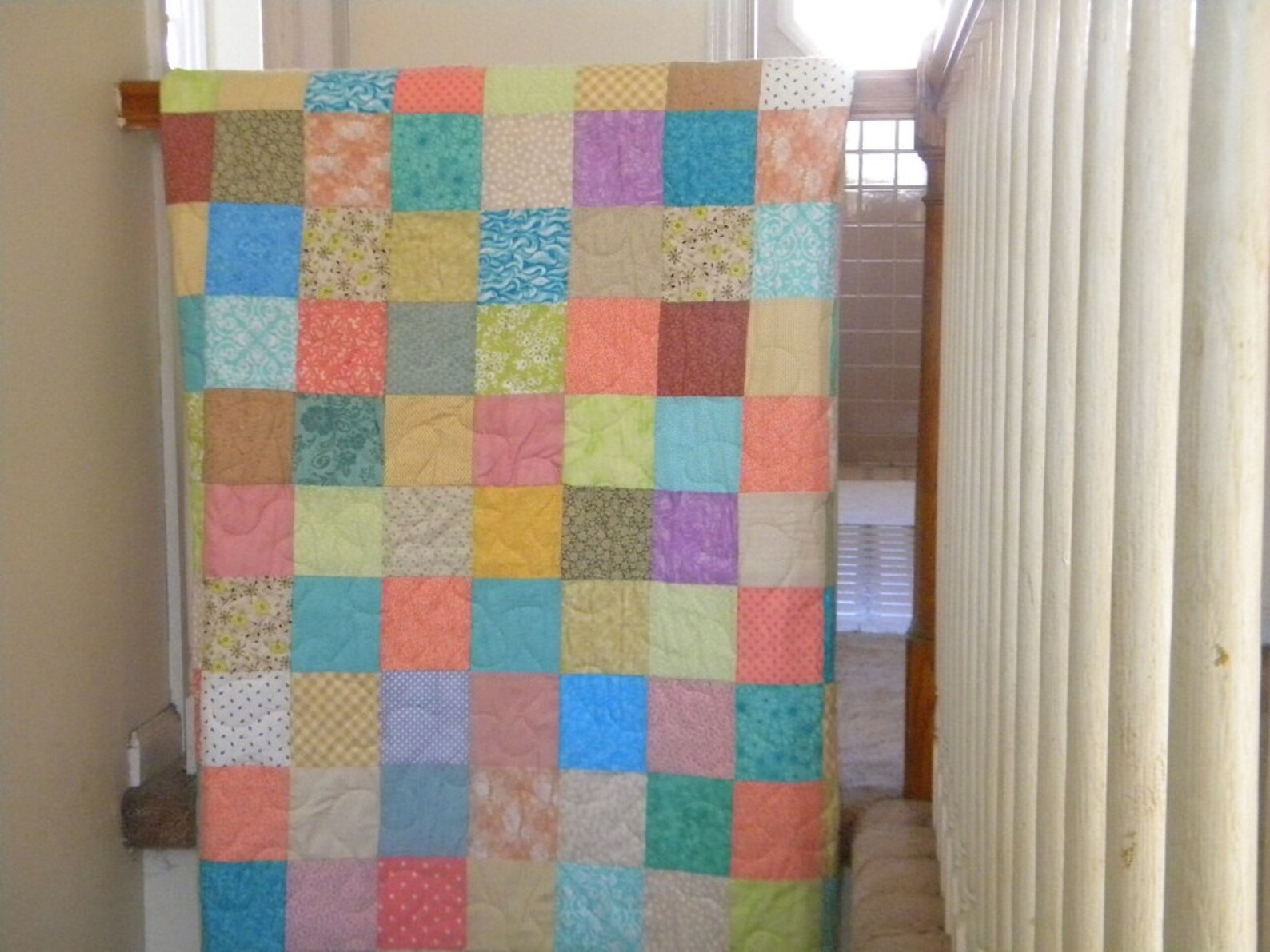Patchwork Quilt, Full Size 81 X 81, Traditional, Scrappy Oldfashioned