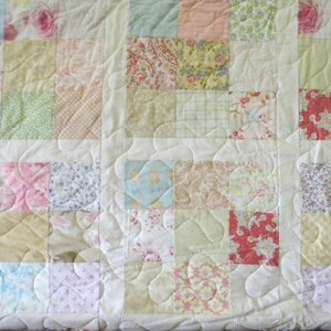 Quilts, Shabby Chic, Cottage Chic Patchwork Quilt Queen Size 92X92 all cotton blanket, two shams, free US shipping, Quiltsy Handmade image 2