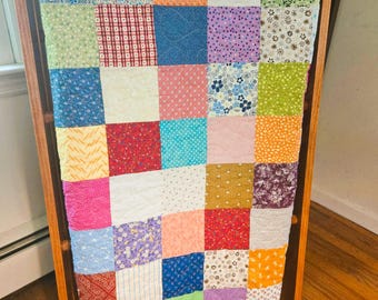 Americana Patchwork Quilt, 100% Cotton Lap Quilt, Vintage Style (54X68)
