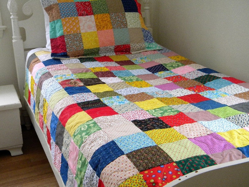 Patchwork Quilt XL twin size 67.5 X 99 cotton Etsy