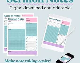 Sermon Notes Printable: Bible Study Journal (PDF)