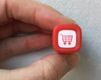 Shopping Stamp - Trolley Cart Stamp - Erasable Stamp - Pilot Frixion Stamp - Tiny Schedule Stamp - Self Inking Stamp - 14mm square