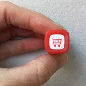 Shopping Stamp - Trolley Cart Stamp - Erasable Stamp - Pilot Frixion Stamp - Tiny Schedule Stamp - Self Inking Stamp - 14mm square