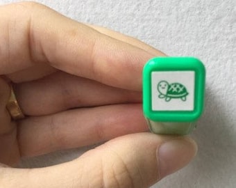 Turtle Stamp - Tiny Schedule Stamp - Self Inking Stamp - Kodomo no Kao - 10mm square