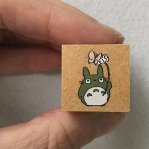 Totoro and Butterfly Wooden Rubber Stamp