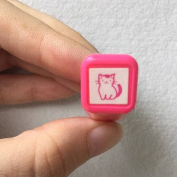 Cat Stamp - Tiny Schedule Stamp - Self Inking Stamp - Kodomo no Kao - 10mm square