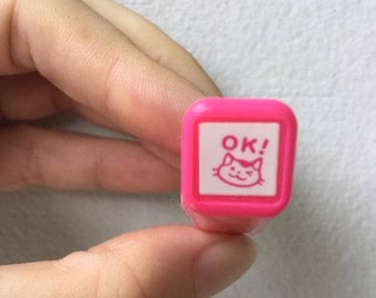 Cat Stamp - Tiny Schedule Stamp - Self Inking Stamp - Kodomo no Kao - 10mm square