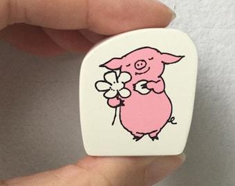 Pig stamp with flowers