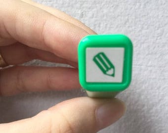 Pencil Stamp - Study Stamp - Tiny Schedule Stamp - Self Inking Stamp - Kodomo no Kao - 10mm square