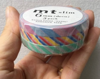 Mt Slim Washi Masking Tape A Set of 3 Rolls 6mm x 10m