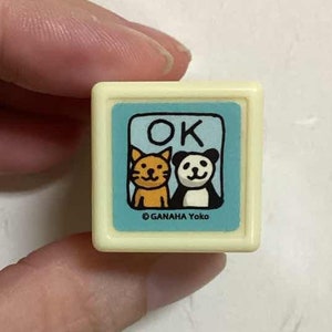 Katzen Stempel - Panda Stempel - 'OK' Stempel - Selbstfärber Stempel in Blau