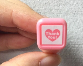 Thank You Stamp - Heart Stamp - Tiny Schedule Stamp - Self Inking Stamp - Kodomo no Kao - 10mm square