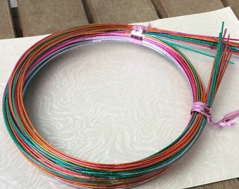 Purple, Orange, Green and Pink Mizuhiki Cords - 20 Cords - 90cm length cords - Reference 15