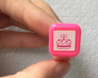 Birthday Cake Stamp - Tiny Schedule Stamp - Self Inking Stamp - Kodomo no Kao - 10mm square