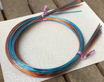 Orange and Blue Mizuhiki Cords - 20 Cords - 90cm length cords - Reference 9