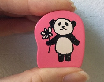 Cute Panda Stamp - Kodomo no Kao - Flower Panda